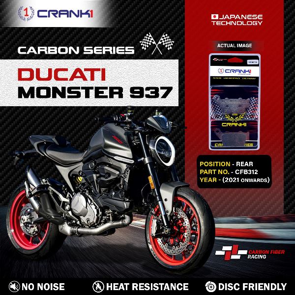 CRANK1 Carbon Brake Pads Rear Ducati Monster 937 (2021 Onward) - CFB312