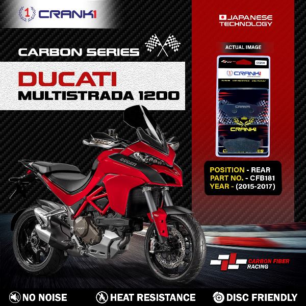 CRANK1 Carbon Brake Pads Rear Ducati Multistrada 1200 2015 to 17 - CFB181