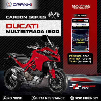 CRANK1 Carbon Brake Pads Rear Ducati Multistrada 1200 2015 to 17 - CFB181