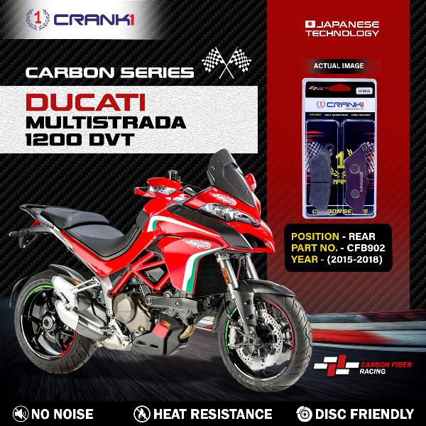 CRANK1 Carbon Brake Pads Rear Ducati Multistrada 1200 Dvt 2015-2018 – (CFB902)