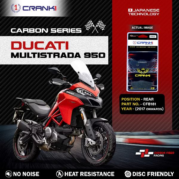 CRANK1 Carbon Brake Pads Rear Ducati Multistrada 950 (2017 Onwards) - CFB181