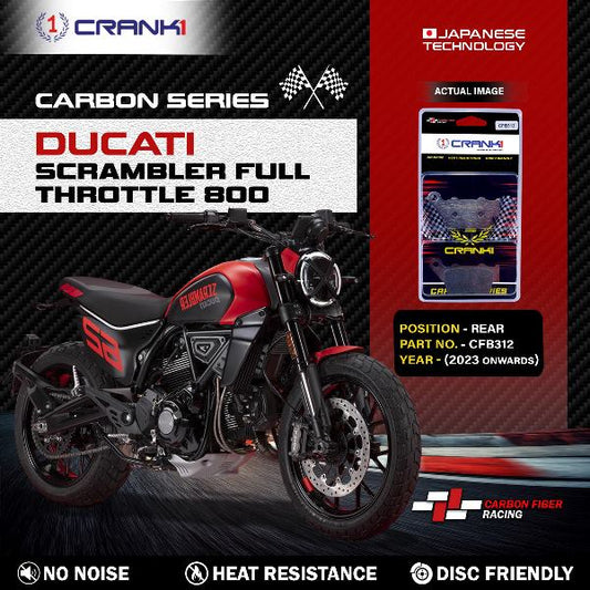 CRANK1 Carbon Brake Pads Rear Ducati Scrambler Full Throttle 800 ( 2023 Onwards ) - CFB312