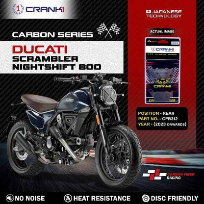 CRANK1 Carbon Brake Pads Rear Ducati Scrambler Nightshift 800 (2023 Onwards)- CFB312