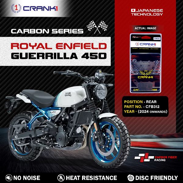 CRANK1 Carbon Brake Pads Rear For Royal Enfield Guerrilla 450 (2024 Onwards)- CFB312