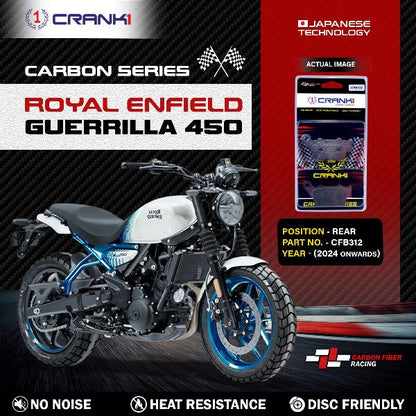 CRANK1 Carbon Brake Pads Rear For Royal Enfield Guerrilla 450 (2024 Onwards)- CFB312