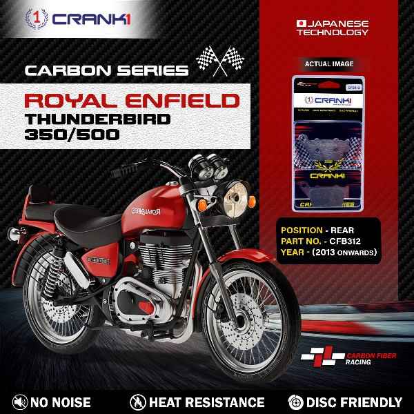 CRANK1 Carbon Brake Pads Rear For Royal Enfield Thunderbird 350/500 (2013 Onwards)- CFB312