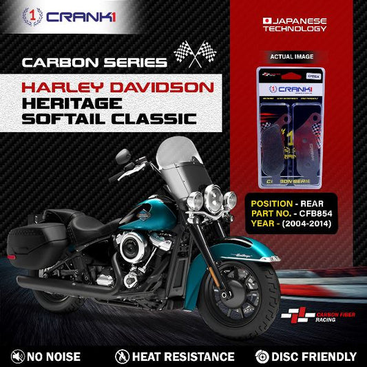 CRANK1 Carbon Brake Pads Rear Harley Davidson Softail Classic 2004-2014 – (CFB854)