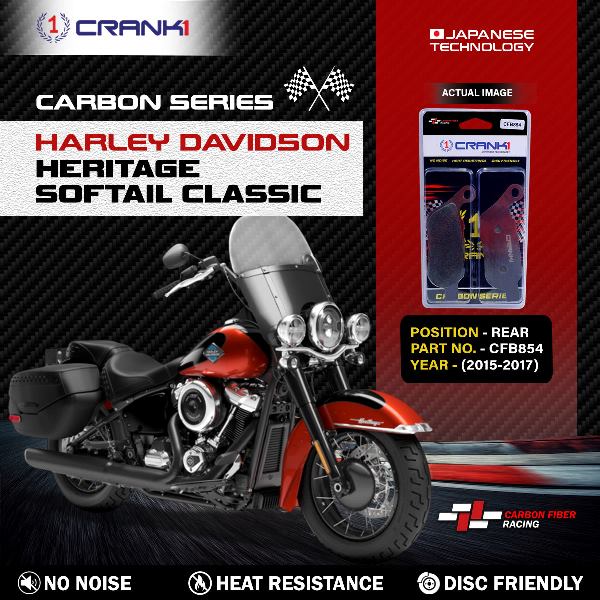 CRANK1 Carbon Brake Pads Rear Harley Davidson Softail Classic 2015-2017 – (CFB854)