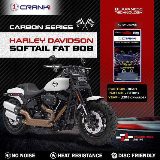 CRANK1 Carbon Brake Pads Rear Harley Davidson Softail Fat Bob 2018 Onwards - CFB017