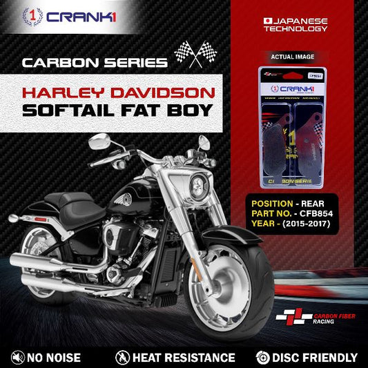 CRANK1 Carbon Brake Pads Rear Harley Davidson Softail Fat Boy 2015-2017 – (CFB854)