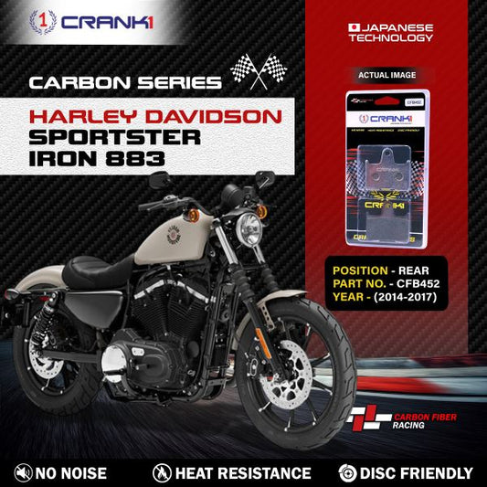 CRANK1 Carbon Brake Pads Rear Harley Davidson Sportster Iron 883 (2014-2017)- ( CFB452 )