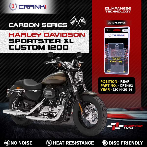 CRANK1 Carbon Brake Pads Rear Harley Davidson Sportster XL Custom 1200 (2014-2016)  - CFB452