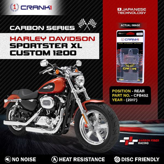 CRANK1 Carbon Brake Pads Rear Harley Davidson Sportster XL Custom 1200 (2017)- CFB452