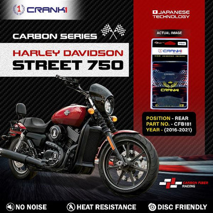 CRANK1 Carbon Brake Pads Rear Harley Davidson Street 750 2016-2021- CFB181