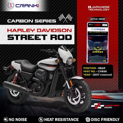 CRANK1 Carbon Brake Pads Rear Harley Davidson Street Rod (2017 Onwards)- CFB181