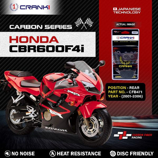 CRANK1 Carbon Brake Pads Rear Honda CBR 600 F4i 2001-2006 ( CFB471 )