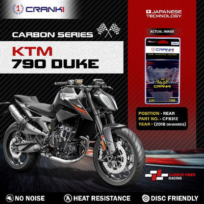 CRANK1 Carbon Brake Pads Rear KTM Duke 790 (2018 onwards) - CFB312