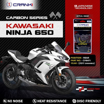CRANK1 Carbon Brake Pads Rear Kawasaki Ninja 650 2017 Onwards ( CFB471 )