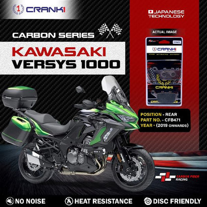 CRANK1 Carbon Brake Pads Rear Kawasaki Versys 1000 2019 Onwards ( CFB471 )