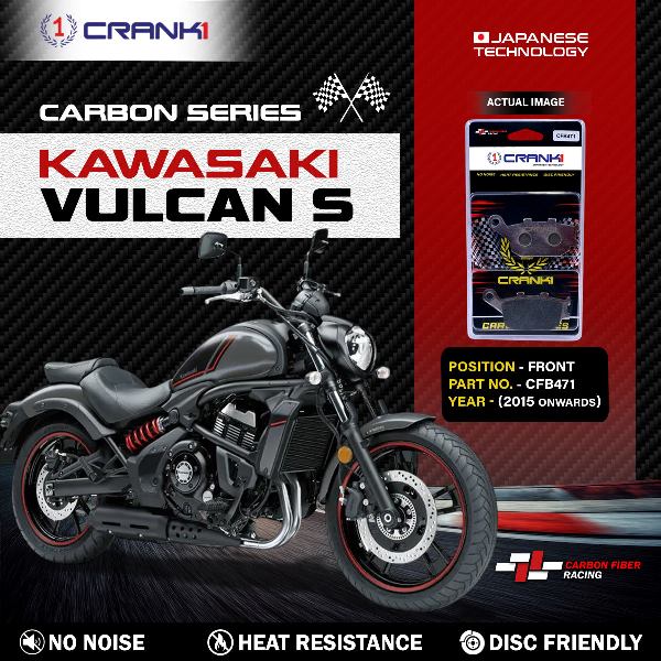 CRANK1 Carbon Brake Pads Rear Kawasaki Vulcan S 2015 Onwards ( CFB471 )