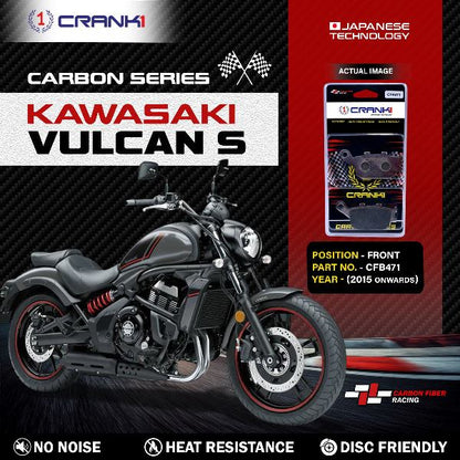 CRANK1 Carbon Brake Pads Rear Kawasaki Vulcan S 2015 Onwards ( CFB471 )