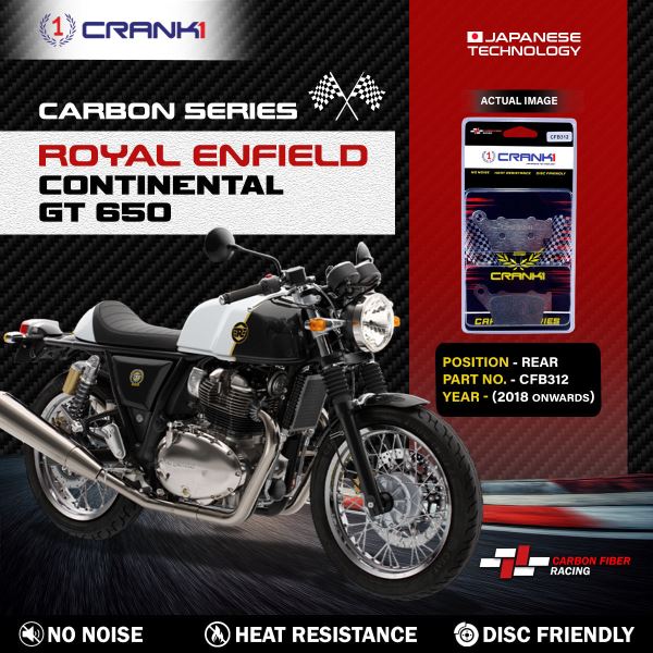 CRANK1 Carbon Brake Pads Rear RE GT Continental 650 ( 2018 Onwards ) - CFB312