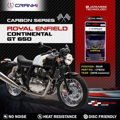 CRANK1 Carbon Brake Pads Rear RE GT Continental 650 ( 2018 Onwards ) - CFB312