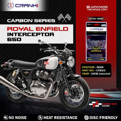 CRANK1 Carbon Brake Pads Rear RE Interceptor 650 (2018 onward) - CFB312