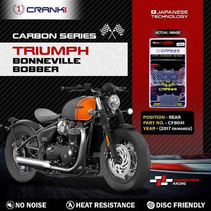 CRANK1 Carbon Brake Pads Rear Triumph Bonneville Bobber (2017 Onwards)- CFB041
