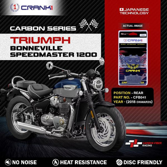 CRANK1 Carbon Brake Pads Rear Triumph Bonneville Speedmaster 1200 (2018 Onwards) - CFB041