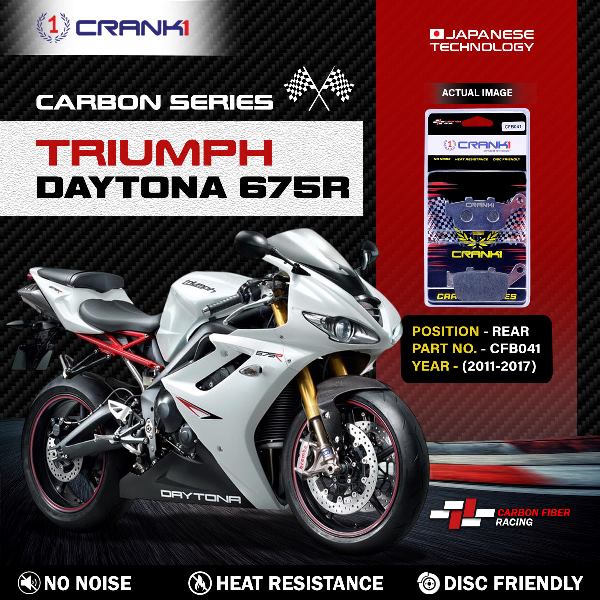 CRANK1 Carbon Brake Pads Rear Triumph Daytona 675R (2011-2017) - CFB041