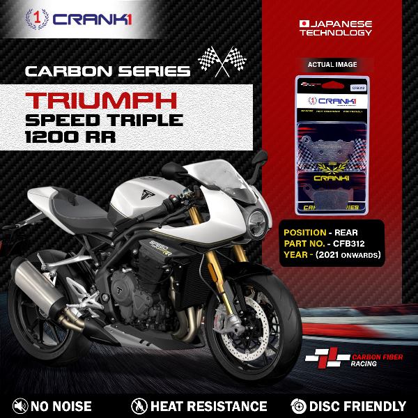 CRANK1 Carbon Brake Pads Rear Triumph Speed Triple 1200 RR (2021 onwards - CFB312