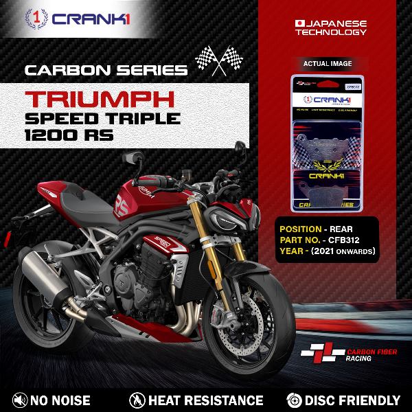CRANK1 Carbon Brake Pads Rear Triumph Speed Triple 1200 RS (2021 onwards - CFB312