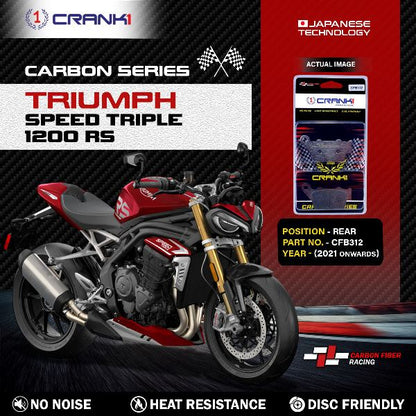 CRANK1 Carbon Brake Pads Rear Triumph Speed Triple 1200 RS (2021 onwards - CFB312
