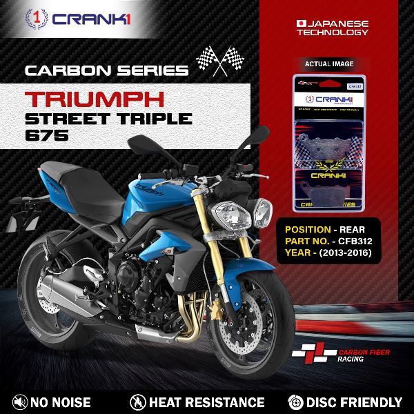 CRANK1 Carbon Brake Pads Rear Triumph Street Triple 675 (2013-2016) - CFB312