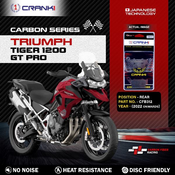 CRANK1 Carbon Brake Pads Rear Triumph Tiger 1200 GT Pro (2022 onwards - CFB312