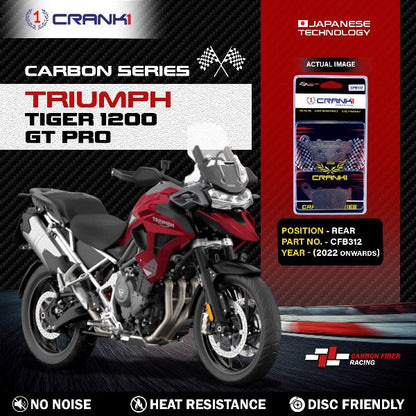 CRANK1 Carbon Brake Pads Rear Triumph Tiger 1200 GT Pro (2022 onwards - CFB312