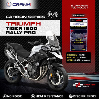 CRANK1 Carbon Brake Pads Rear Triumph Tiger 1200 Rally Pro  GT (2022 onward - CFB312