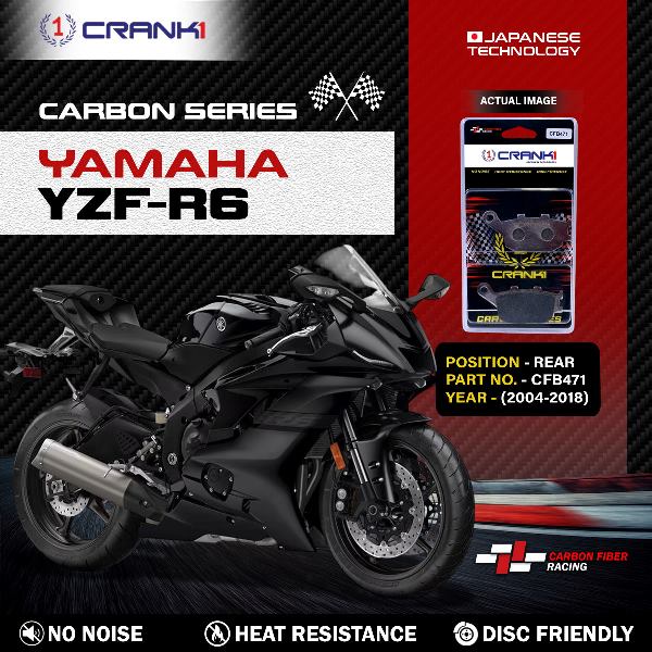 CRANK1 Carbon Brake Pads Rear Yamaha R6 2004-2018 ( CFB471 )
