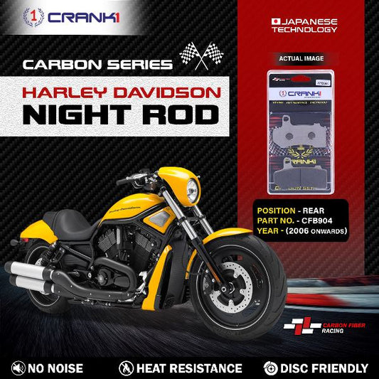 CRANK1 Carbon Brake Pads Rear for Harley Davidson Night Rod ( 2006 Onwards ) - CFB904