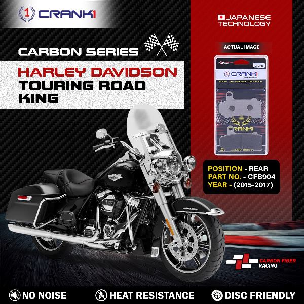 CRANK1 Carbon Brake Pads Rear for Harley Davidson Touring Road King ( 2015 - 2017 ) - CFB904