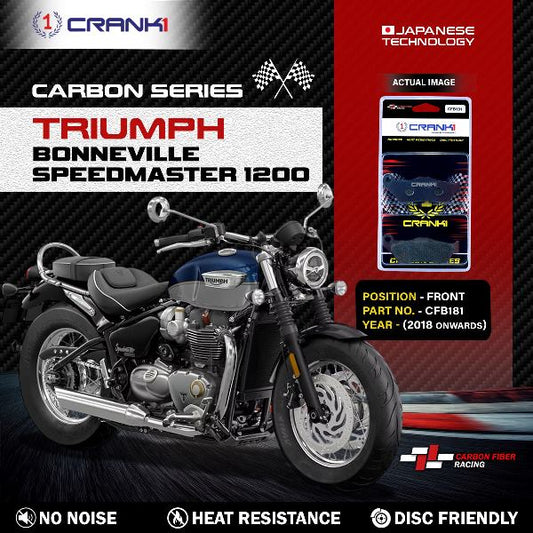 CRANK1 Carbon Brake Pads Triumph Bonneville Speedmaster 1200 (2018 Onwards) - CFB181 Required 2 Sets