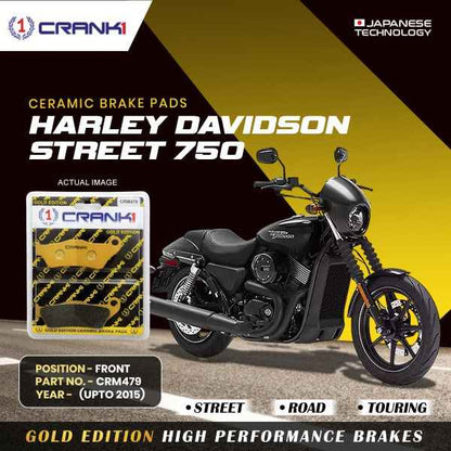 CRANK1 Ceramic Brake Pad Front for Harley Davidson Street 750 -(Upto 2015)-CRM479