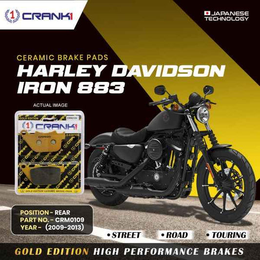 CRANK1 Ceramic Brake Pad for Harley Davidson Sportster Iron 883 (2009-2013)-Rear-CRM0109