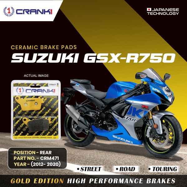 CRANK1 Ceramic Brake Pad for Rear Suzuki GSX-R750 (2012-2020)- CRM471