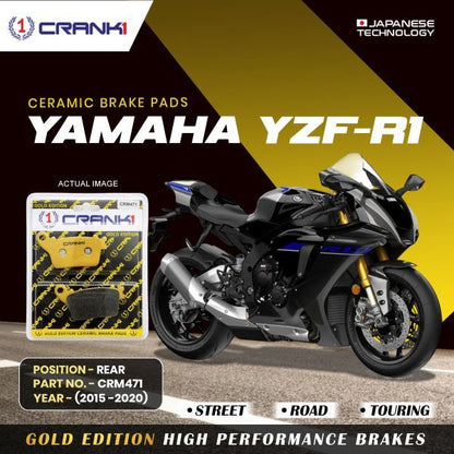CRANK1 Ceramic Brake Pad for Rear Yamaha YZF R1-(2015-2020)- CRM471