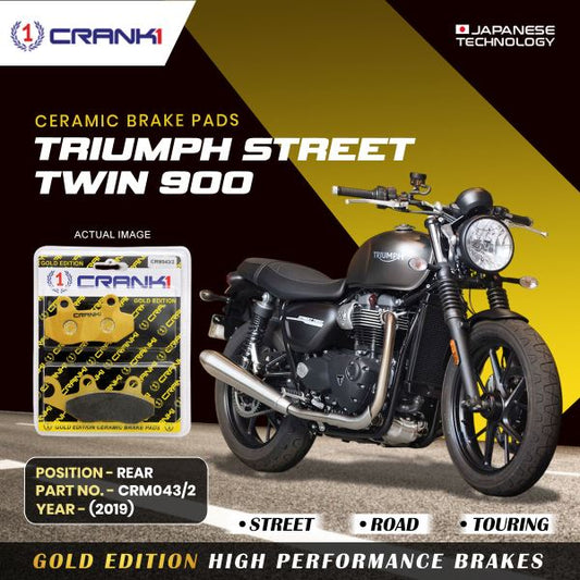 CRANK1 Ceramic Rear Brake Pad for Triumph Street Twin 900 (2019)-CRM0432