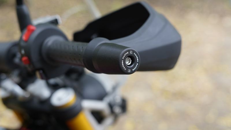 Carbon Racing Aluminium Bar End Sliders For Triumph Scrambler 400X-Black