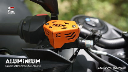 Carbon Racing-Aluminium Front Brake Reservoir Protector (Orange) For KTM Adventure 390/250/X (2025)