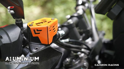 Carbon Racing-Aluminium Front Brake Reservoir Protector (Orange) For KTM Adventure 390/250/X (2025)